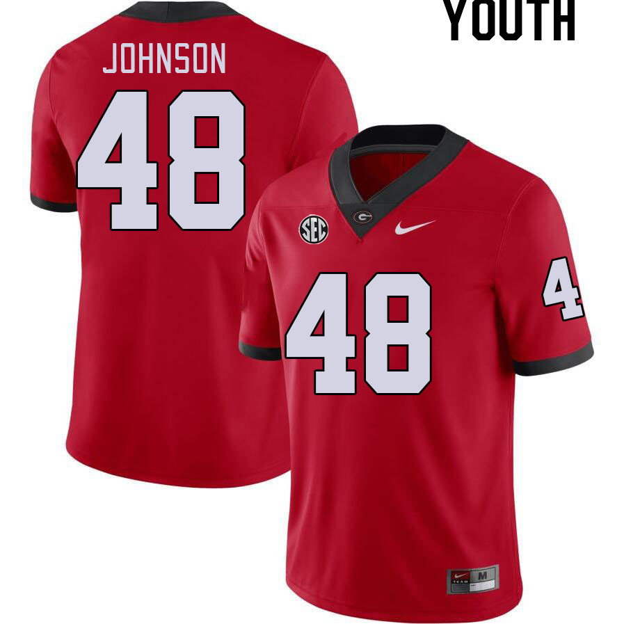 Youth #48 Cooper Johnson Georgia Bulldogs College Football Jerseys Stitched-Red - Click Image to Close